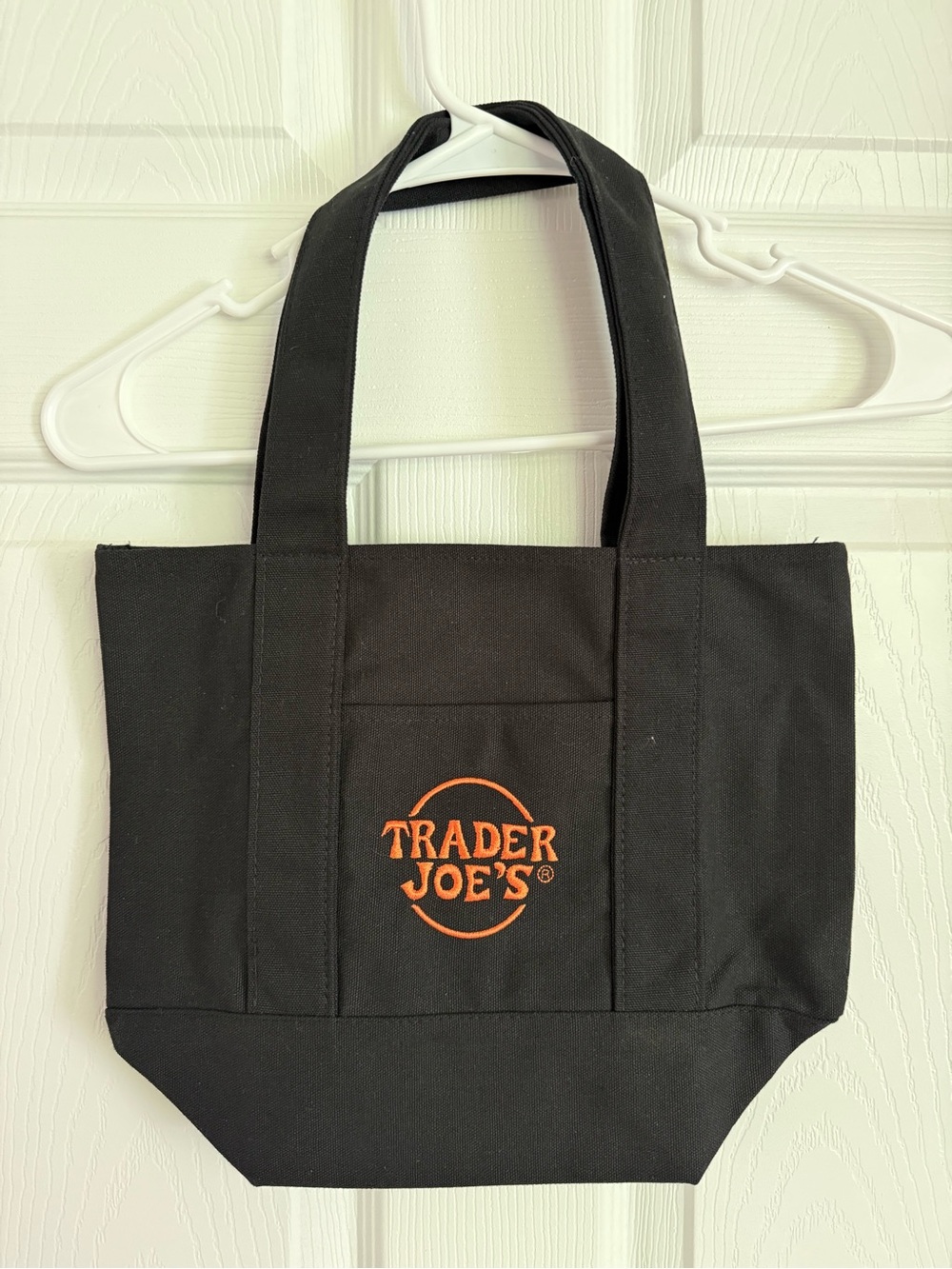 Trader Joe's Black Canvas Tote with Orange Logo